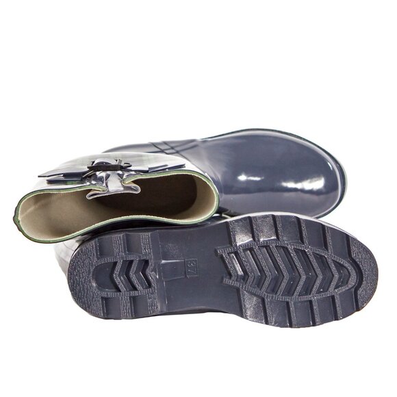 Women Rainboots, Blue Plaid Rubber Wellies Rain Boots, NEW - Picture 4 of 4